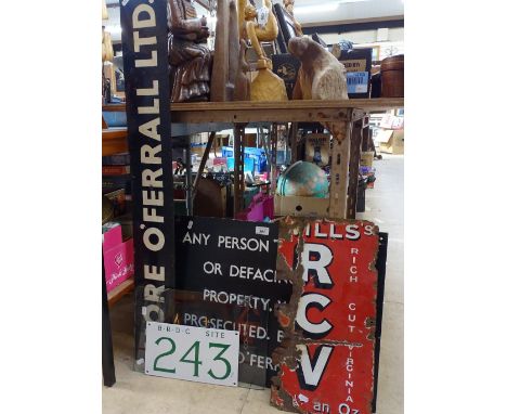 A group of Vintage enamel and glass advertising signs (5) 