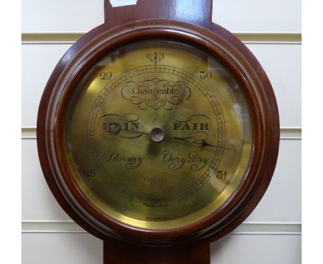 An English aneroid wall barometer with thermometer 