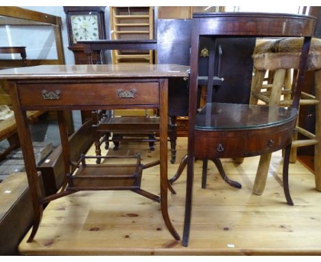 A 19th century mahogany corner washstand, and an Edwardian mahogany side table, with single drawer (2) 