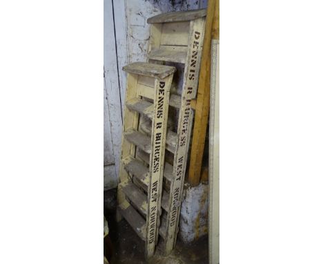 2 pairs of early 20th century decorator's painted pine step ladders (Dennis R Burgess West Norwood) 