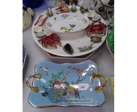 A Casa Pupo wall plaque decorated with crabs and mussels etc, a Carlton Ware 2-handled dish etc 