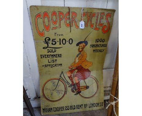 A pair of Victorian lithograph signs advertising Cooper Cycles, published by Alex. K. Sutton, 129 Fleet Street London, height
