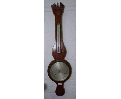 A 19th century mahogany and marquetry decorated wheel barometer, by G Croce &amp; Company, L100cm 