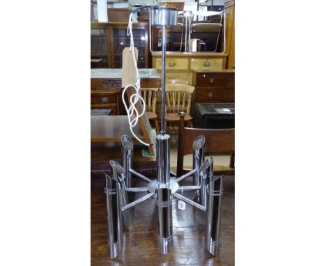 A Vintage chrome 8-branch chandelier, by Gaetano Sciolari, with 16 light fittings, height to top of rose 77cm 