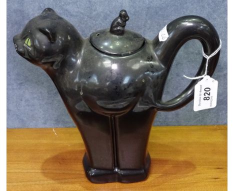 A Carlton Ware black cat teapot, height 8.5" 