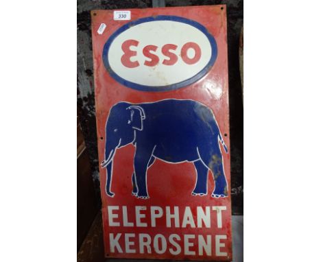 A Vintage enamel advertising sign for Esso Elephant Kerosene, 23" x 12" 