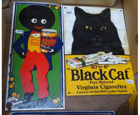 2 reproduction enamel signs, largest height 14" 