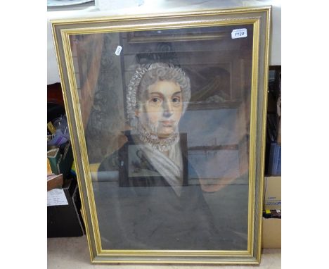 19th century coloured pastels, portrait of a woman, unsigned 