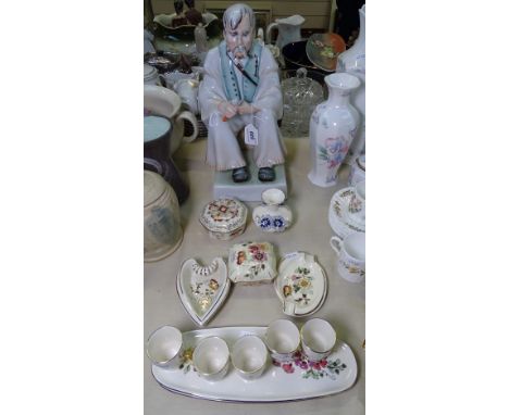 A Zsolnay pecs figure, 12.75", Zsolnay trinket boxes etc 