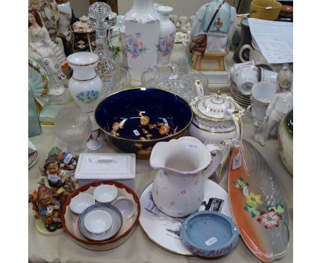 A Caverswall bowl, a teapot, a decanter etc 