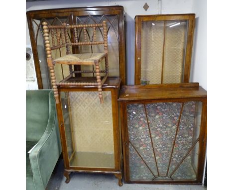 4 1930s display cabinets, and a bobbin-turned corner chair 