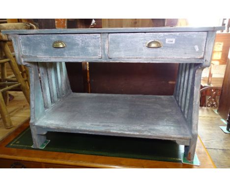 A Scandinavian painted pine side table, with 2 frieze drawers and shelf below, W104cm 