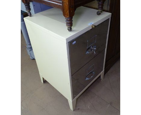 A painted and polished chrome 2-drawer Vintage filing cabinet, W47cm 