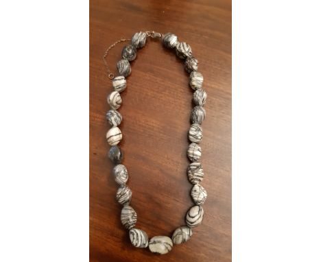 Jennie Ferguson Designs zebra jasper bead necklace with silver clasp