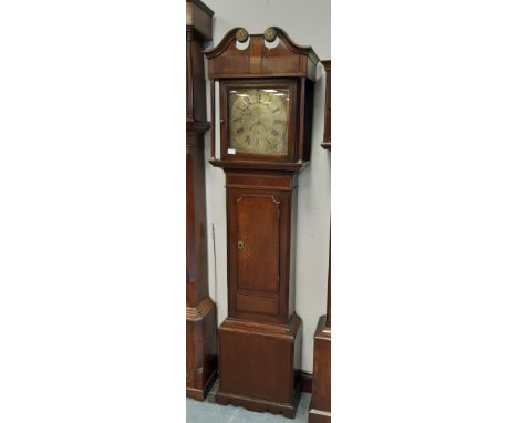 18th Century oak and mahogany banded longcase thirty hour clock by Jackson of Gainsborough, 30cm brass dial with pierced span