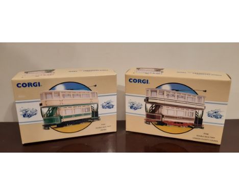 Two Corgi Classics 'Public Transport' models - 97267 Double Deck Tram Grimsby and 97268 Double Deck Tram London County Counci