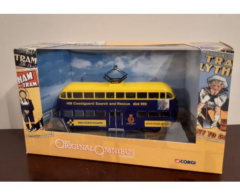 Corgi 'The Original Omnibus Company' model OM43513 Double Deck Balloon Tram - HMS Coastguard, boxed