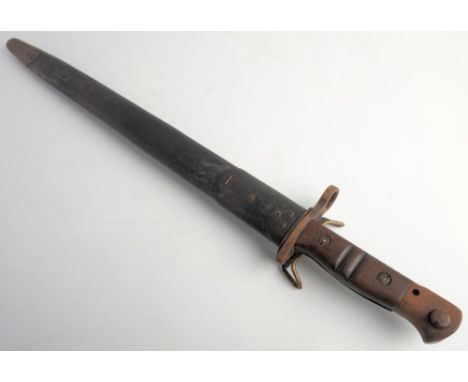 A WWI American 1907 pattern bayonet by Remington: the straight fullered blade stamped 'US'  with ordnance and inspector's mar