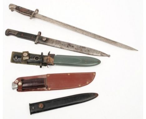 A WWI British 1907 pattern bayonet: together with a Mauser pattern bayonet in scabbard, an American pattern bayonet in scabba