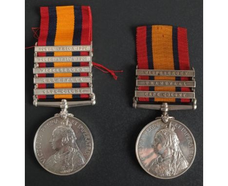 A Queen's South Africa Medal with three clasps to '635 Pte R Gillespie Scots Gds': and another Queen's South Africa Medal wit