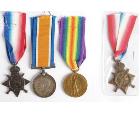 A 1914 Mons Star to '4473 Pte J Gallaher,C, Gds': together with a WWI pair to 'GS-82065 Pte A J Grey R Fus', War Medal and Vi