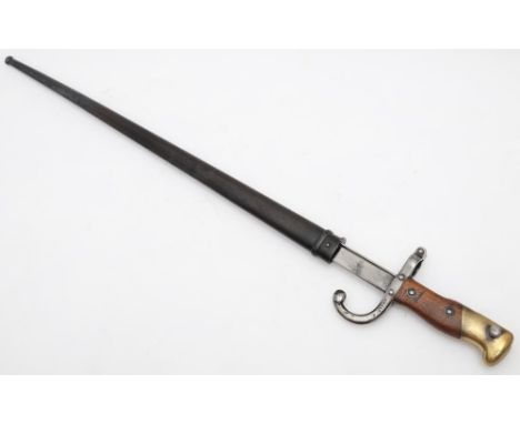 A WWI period French 1874 pattern Gras bayonet: dated 18789 to blade, the hilt stamped  with ordenance and inspection marks an