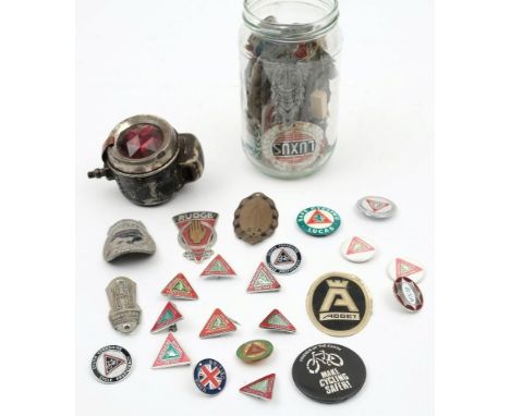 A collection of bicycle makers' nameplates: including RAF, Rudge, Hercules, Dawes and others,together with a Powell &amp; Ham