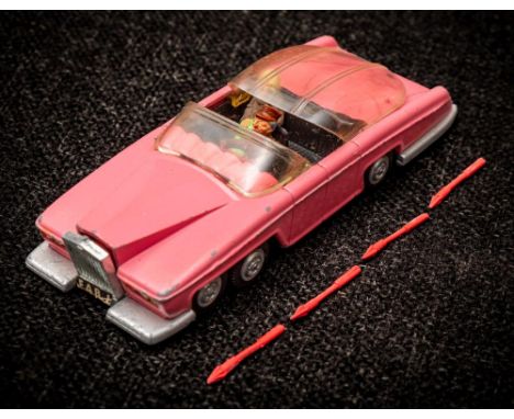 A Dinky No. 100 Thunderbirds Lady Penelope's FAB1: pink with sliding roof and black interior, Parker and Lady Penelope figure
