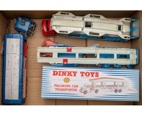 Dinky No. 582 Pullmore Car Transporter in a reprinted box,: together with a two versions of a Carrimore Car Transporter and N