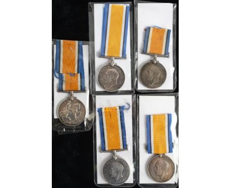 Five WWI War Medals:'S-21973 Pte R Bailey Rif Big''T4-043291 DvrA Anderson RA''11236 Pte R Bruce North'd Fus''46144 Pte W F H