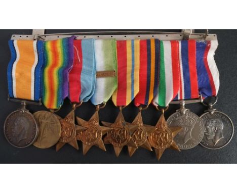 A WWI Royal Navy group of nine to 'J51355 W C R Lamprill Boy 1 RN': War Medal, Victory Medal 1939-45 Star, Atlantic Star with