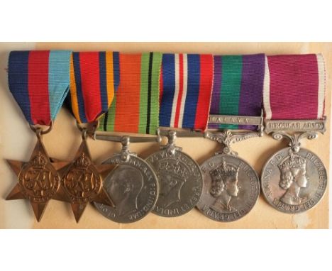 A WWII group of six to '1876603 W O CL;2 R Rainey RE': 1939-45 Star, Burma Star, Defence Medal, War Medal, General Service Me