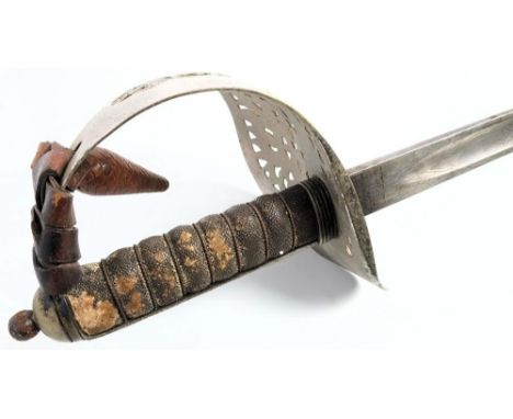 A George V Officer's Dress sword by Sanderson Bothers &amp; Newbould Ltd, Sheffield: the straight  fullered blade with acid e