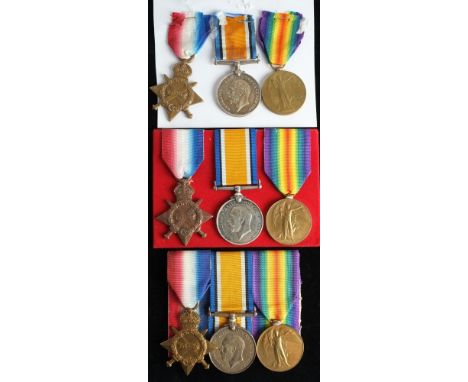 Three WWI trios:'L-13370 Pte J Roberts Middx R''20237 Pte J Beattie R Lanc R''55893 Dvr T Phoenix RFA'