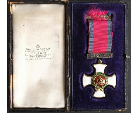 A George V Distinguished Service Order: silver and enamel with the side bars engraved 'F.B.M.B' and '1.1.17', in case of issu