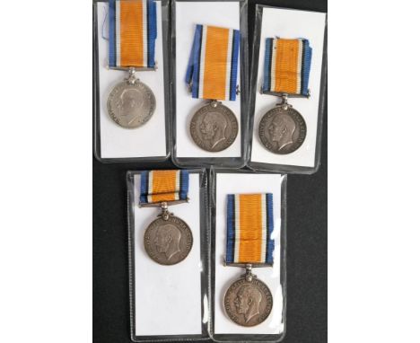 Five WWI War Medals:'T4-185327 Dvr J B Wressell ASC''3032 E S Jenkins RNR''38429Pte H Fletcher W York R''M2-021129 Cpl J Sim 