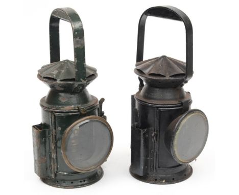 A WWII railwayman's signal lamp by Harry Pratt &amp; Co, dated 1945: together with one other by Eastgate &amp; Sons (2)