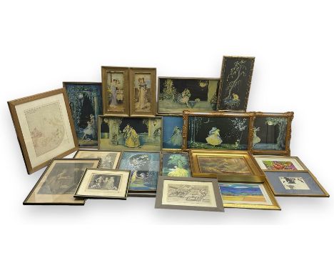 Large collection of Marion Crowe aka Marygold (British 1892-1979) prints together with various engravings, an original oil si