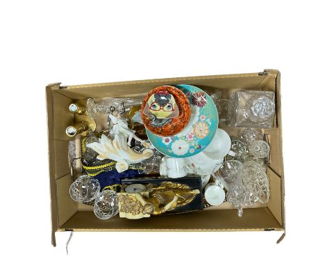 Glass decanter, together with glass vase, jug and other collectables  