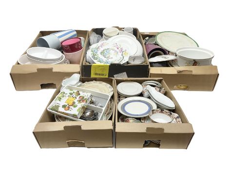 Four large meat platters, Royal Worcester Bunnykins mug and a large collection of other ceramics, including vases, dinner pla