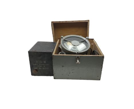 Hand signalling lantern, in original box marked Type B Ref. no 5A/2334, together with another hand signalling lantern 