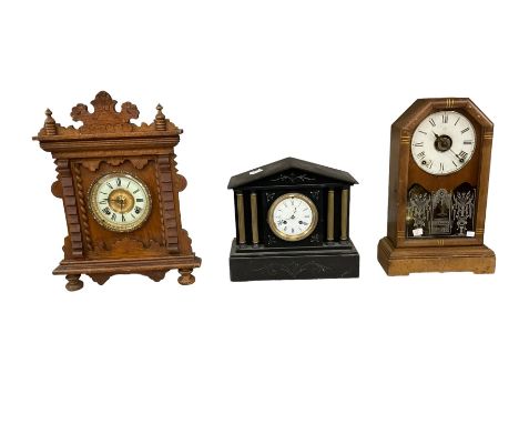 Two American and a French mantle clock.