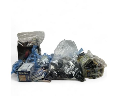 Collection of camera equipment and accessories, to include lens caps, hoods, filters and shoulder straps, all by various make