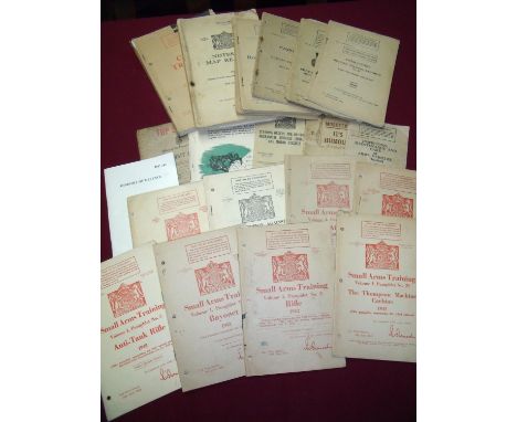 Collection of various military related pamphlets, booklets etc including Cadet Training, Notes on map reading 1929, Royal Arm