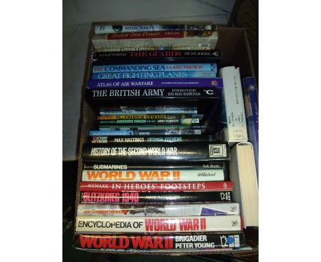 Large selection of military related hardback books of various topics including World War, British Army, Tudor Sea Power etc 
