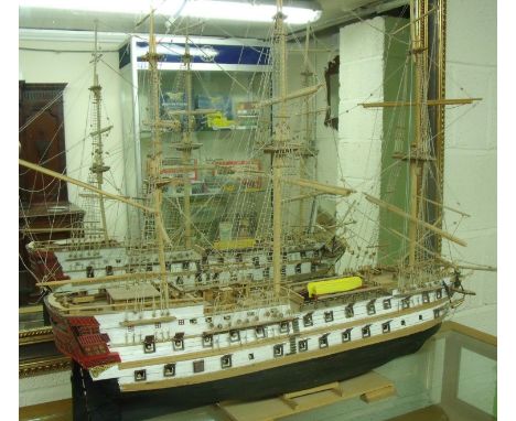 Scale model of a French Napoleonic era naval ship 'Le Superbe' (overall length 84cm) 