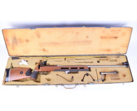 7.62mm Grinig & Elmig, bolt action target rifle, 29 ins stainless steel barrel, R & P element foresight, aperture rear sight,