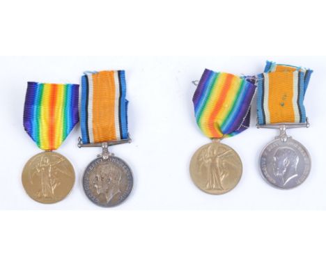 WW I Campaign and Victory medals issued to 49350 Pte A Scoons E. Lancs Regt and WW I Campaign and Victory medals issued to 20