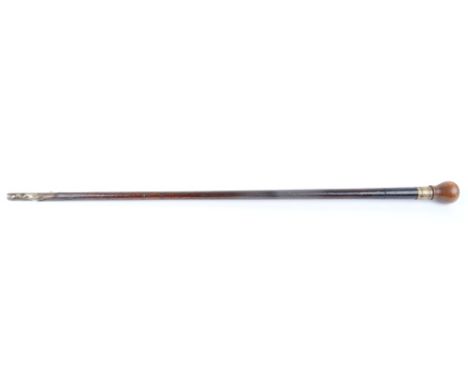 .410 Walking stick shotgun with wood covered cane (a/f), concealed trigger, wooden ball knob handle. The Purchaser of this Lo