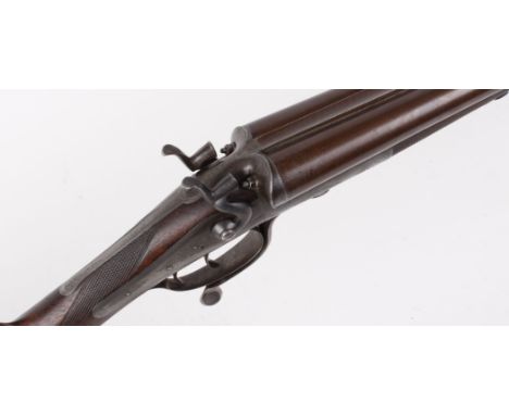 12 bore hammer by E M Reilly, 30 ins brown damascus barrels inscribed E M Reilly & Co. 315 Oxford St. London, 1/4 & 3/4, rece